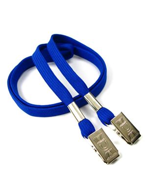 3/8 inch Royal blue double clip lanyards attached clip on each end-blank-LRB324NRBL