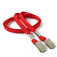 3/8 inch Red double clip lanyards attached clip on each end-blank-LRB324NRED