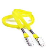 3/8 inch Yellow double clip lanyards attached clip on each end-blank-LRB324NYLW