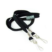 3/8 inch Black double hook lanyard attached breakaway and 2 swivel hook-blank-LRB325BBLK