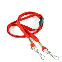 3/8 inch Red double hook lanyard attached breakaway and 2 swivel hook-blank-LRB325BRED