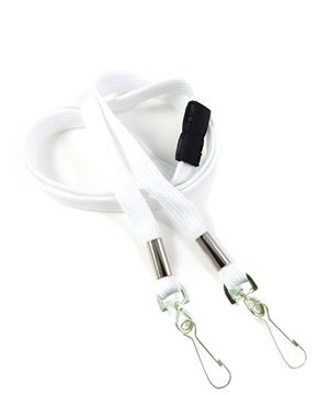 3/8 inch White double hook lanyard attached breakaway and 2 swivel hook-blank-LRB325BWHT