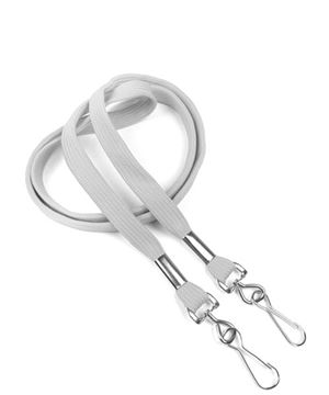 3/8 inch Gray double hook lanyard with 2 swivel hook-blank-LRB325NGRY