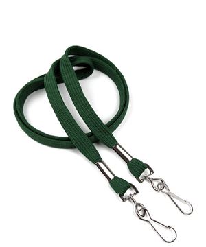 3/8 inch Hunter green double hook lanyard with 2 swivel hook-blank-LRB325NHGN