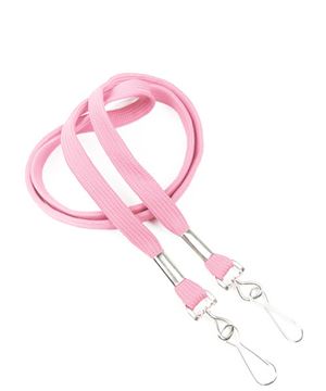 3/8 inch Pink double hook lanyard with 2 swivel hook-blank-LRB325NPNK