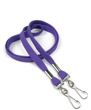 3/8 inch Purple double hook lanyard with 2 swivel hook-blank-LRB325NPRP