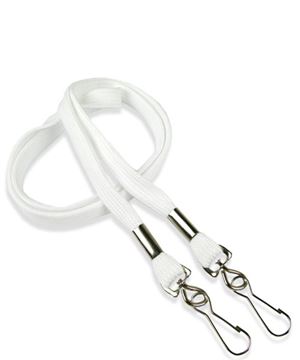 3/8 inch White double hook lanyard with 2 swivel hook-blank-LRB325NWHT