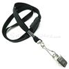 3/8 inch Black ID clip lanyard attached breakaway and swivel hook with clip-blank-LRB329BBLK