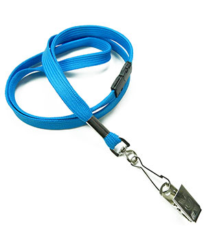 3/8 inch Blue ID clip lanyard attached breakaway and swivel hook with clip-blank-LRB329BBLU