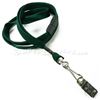 3/8 inch Hunter green ID clip lanyard attached breakaway and swivel hook with clip-blank-LRB329BHGN