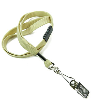 3/8 inch Light gold ID clip lanyard attached breakaway and swivel hook with clip-blank-LRB329BLGD