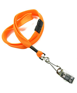 3/8 inch Orange ID clip lanyard attached breakaway and swivel hook with clip-blank-LRB329BORG