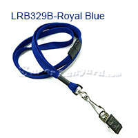 3/8 inch Royal blue ID clip lanyard attached breakaway and swivel hook with clip-blank-LRB329BRBL