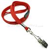 3/8 inch Red ID clip lanyard attached breakaway and swivel hook with clip-blank-LRB329BRED