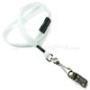 3/8 inch White ID clip lanyard attached breakaway and swivel hook with clip-blank-LRB329BWHT