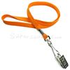3/8 inch Carrot orange neck lanyards attached swivel hook with bulldog clip-blank-LRB329NCOG