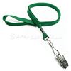 3/8 inch Green neck lanyards attached swivel hook with bulldog clip-blank-LRB329NGRN