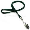 3/8 inch Hunter green neck lanyards attached swivel hook with bulldog clip-blank-LRB329NHGN