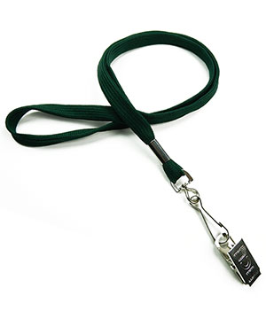 3/8 inch Hunter green neck lanyards attached swivel hook with bulldog clip-blank-LRB329NHGN