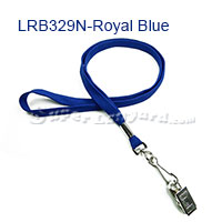 3/8 inch Royal blue neck lanyards attached swivel hook with bulldog clip-blank-LRB329NRBL