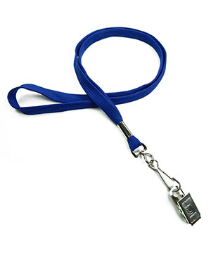 3/8 inch Royal blue neck lanyards attached swivel hook with bulldog clip-blank-LRB329NRBL