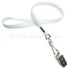 3/8 inch White neck lanyards attached swivel hook with bulldog clip-blank-LRB329NWHT