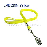 3/8 inch Yellow neck lanyards attached swivel hook with bulldog clip-blank-LRB329NYLW