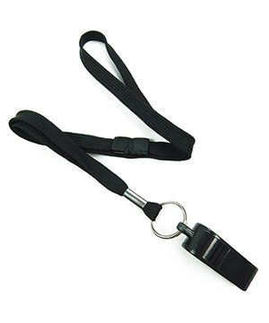 3/8 inch Black whistle lanyard with safety breakaway-blank-LRB32WBBLK