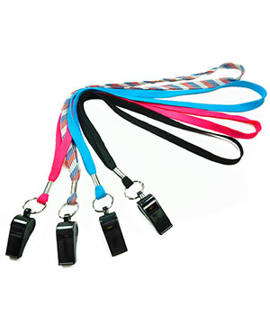3/8 inch Sports lanyard attached keyring with whistle--LRB32WN