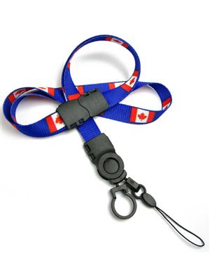 The single color Canada flag lanyard with cellphone keeper and key ring.