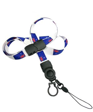 The single color Australia flag lanyard with cellphone keeper and key ring.