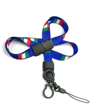 The single color Italy flag lanyard with cellphone keeper and key ring.