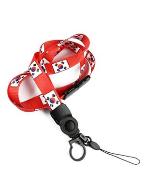 The single color South Korea flag lanyard with cellphone keeper and key ring.