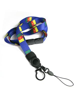 The single color Cameroon flag lanyard with cellphone keeper and key ring.
