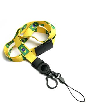 The single color Brazil flag lanyards with cellphone keepers and key rings.