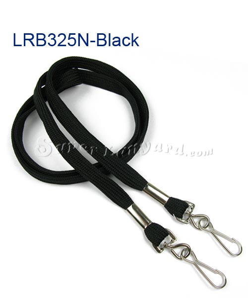 3/8 inch Black Double Hook Lanyard Attached Swivel Hook On Each end-blank-LRB325N-BLK