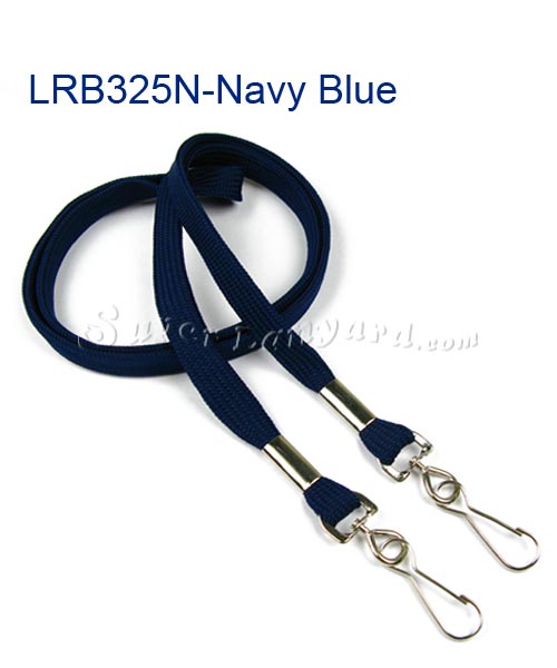 3/8 inch Navy Blue Double Hook Lanyard Attached Swivel Hook On Each end-blank-LRB325N-NBL