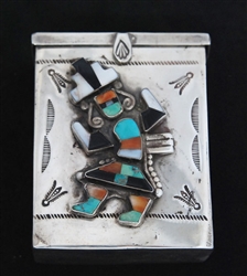 ZUNI/NAVAJO INLAID RAINBOWMAN CIGARETTE BOX