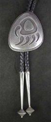 BERNARD DAWAHOYA HOPI OVERLAY BEAR PAW BOLO