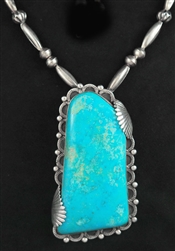 STUNNING HOPI LEWIS LOMAY TURQUOISE PENDANT