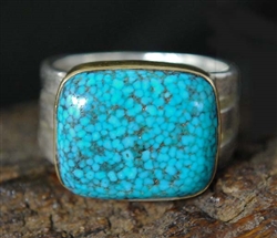 NOAH PFEFFER KINGMAN WEBBED TURQUOISE RING