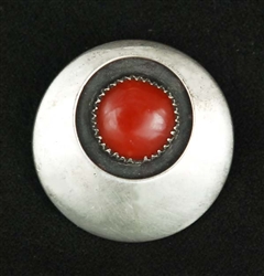 LOVELY FRANK PATANIA SR. SILVER AND CORAL PIN