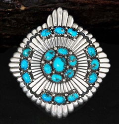 STUNNING RAYMOND YAZZIE TURQUOISE PENDANT