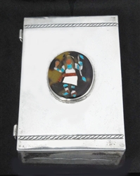 ZUNI LAMBERT HOMER JR. INLAID SILVER BOX