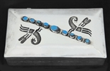 LOVELY NAVAJO BISBEE TURQUOISE OVERLAY SILVER BOX