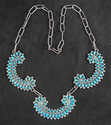 BEAUTIFUL ZUNI PETIT POINT TURQUOISE NECKLACE