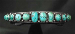 LARGE EARLY NAVAJO TURQUOISE ROW BRACELET