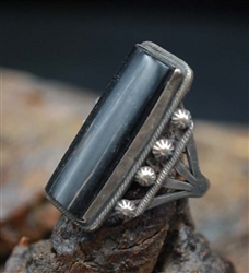 Vintage Navajo Black Jet Ring