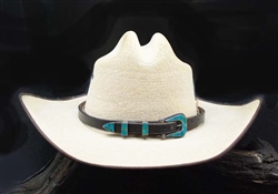 Vintage Zuni Blue Gem Turquoise Inlaid Hat Band