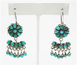 LOVELY EARLY VINTAGE ZUNI DANGLE EARRINGS
